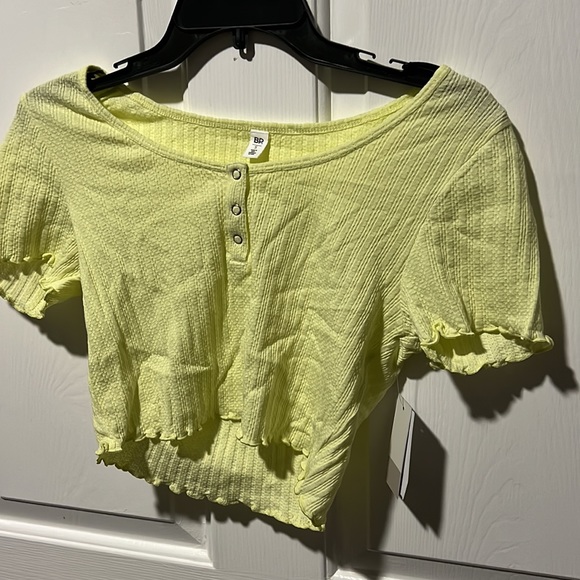 BP. Pointelle Rib Crop Henley in Green...MSRP $12 - Picture 3 of 4